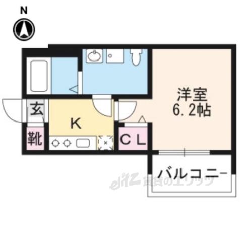 ワイズ七瀬川(1K/2階)の間取り写真