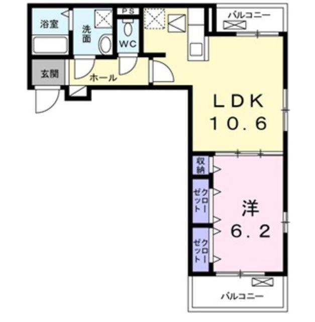 カーサ プラシード(1LDK/2階)の間取り写真