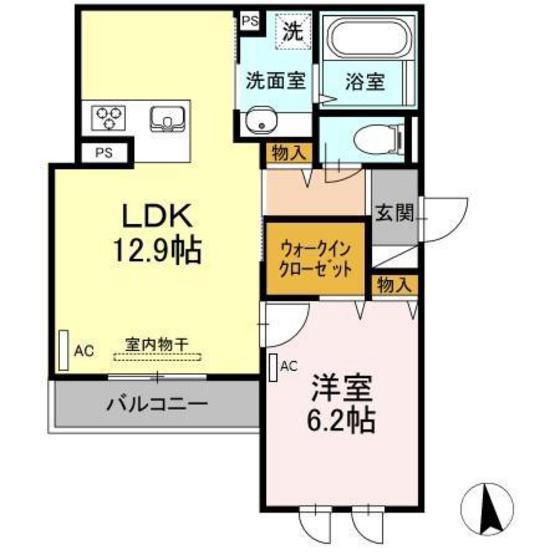 リベルテ(1LDK/2階)の間取り写真