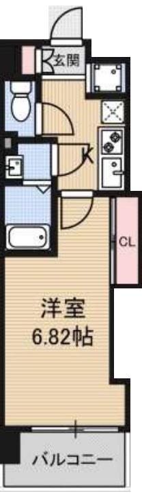 LUXE難波西III(1K/9階)の間取り写真