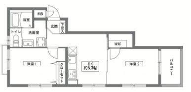 ラヴィラ北町(2DK/3階)の間取り写真