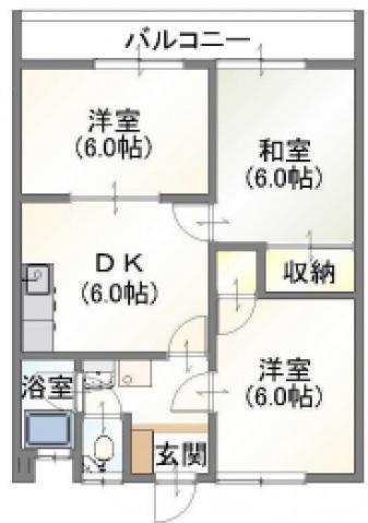 吉川ビル(3DK/3階)の間取り写真