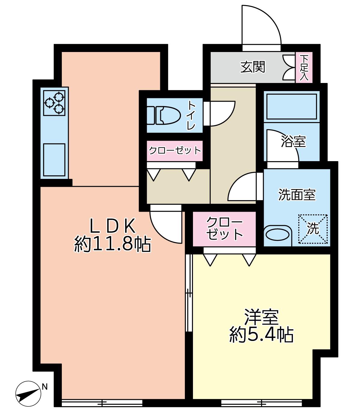 南林間西口第3ビル(1LDK/4階)の間取り写真