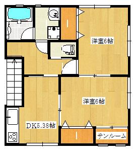 セレーノ緑町I(2DK/2階)の間取り写真
