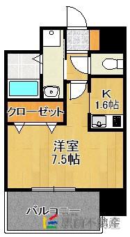 エンクレストベイ天神東III(1K/11階)の間取り写真