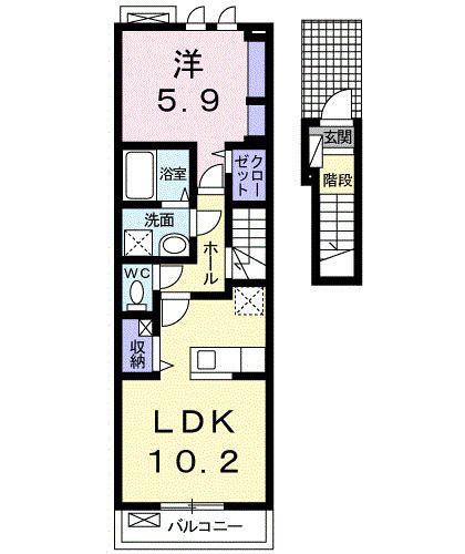 フォルトゥーナ(1LDK/2階)の間取り写真