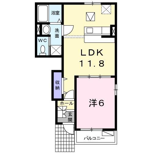 クロノス・ルーチェ(1LDK/1階)の間取り写真