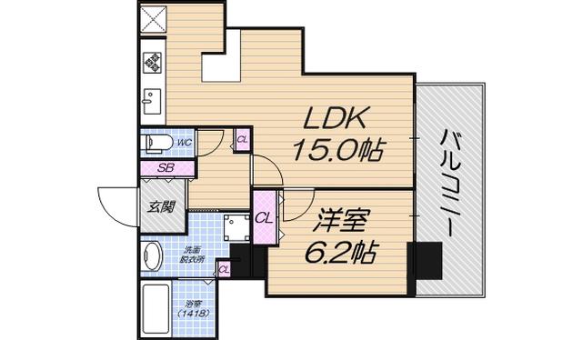 レジデンス梅田ローレルタワー(1LDK/13階)の間取り写真