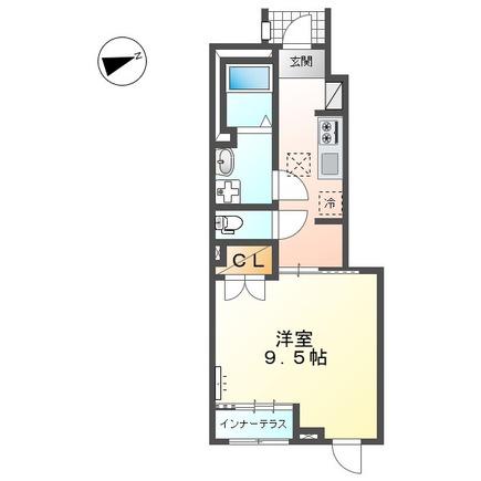 櫂 KAI(1K/1階)の間取り写真