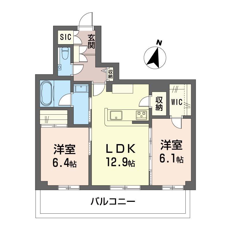 アルフェリーチェSHM(2LDK/4階)の間取り写真