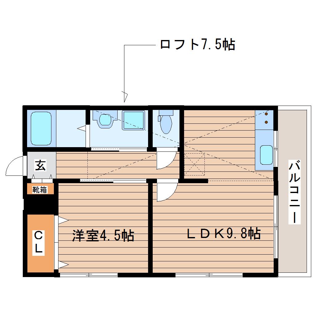 ブルーム小田原(1LDK/2階)の間取り写真
