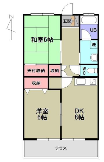 プレミールII(2DK/2階)の間取り写真