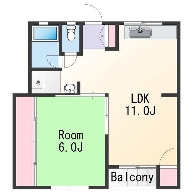 フレセンス紀伊II(1LDK/3階)の間取り写真