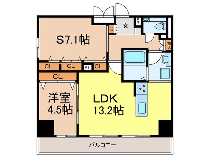 PLUMERIA(1SLDK/12階)の間取り写真