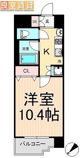 鶴舞パークヒルズ(1K/9階)の間取り写真