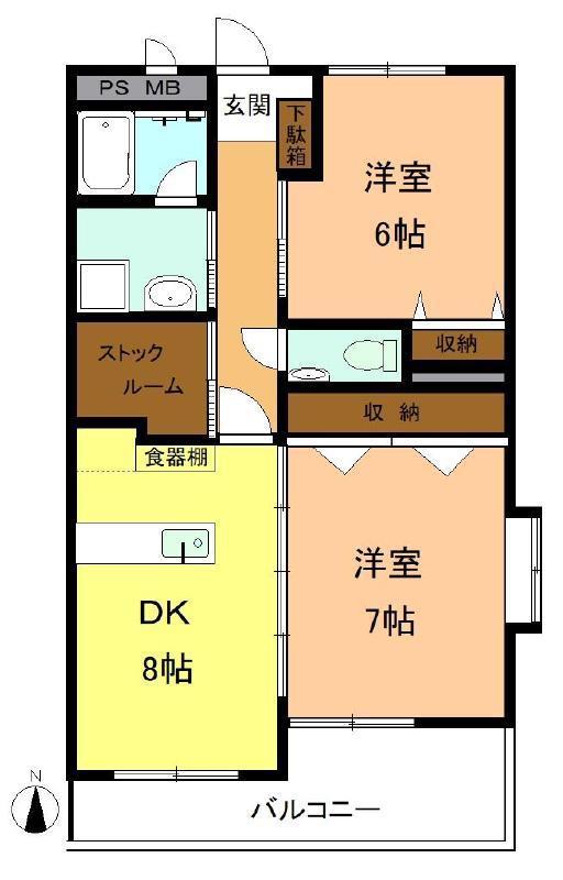 レアールマレノール(2DK/3階)の間取り写真