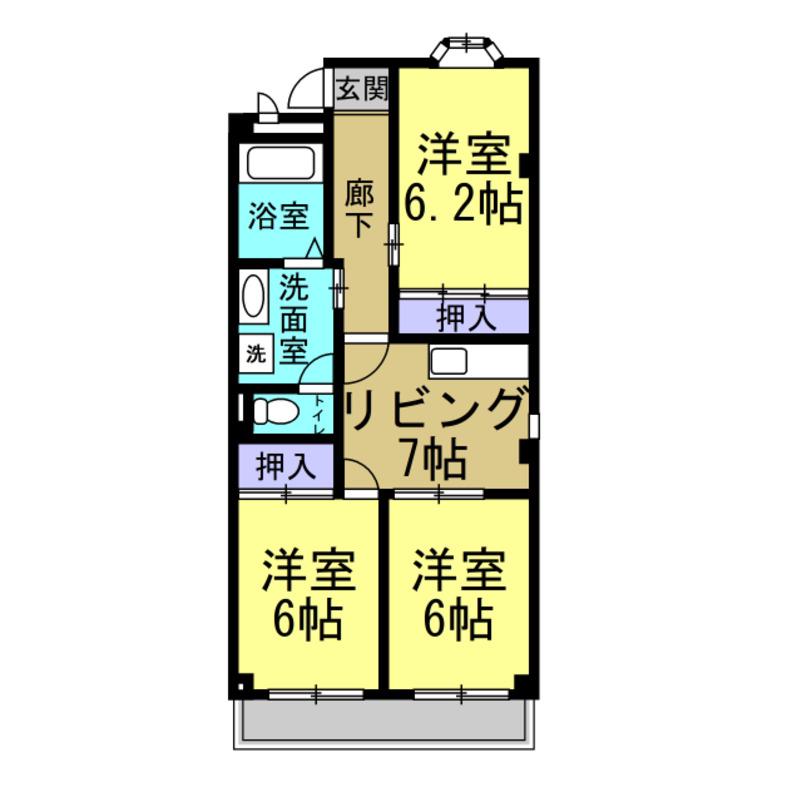 サンシャイン大堀(3DK/1階)の間取り写真