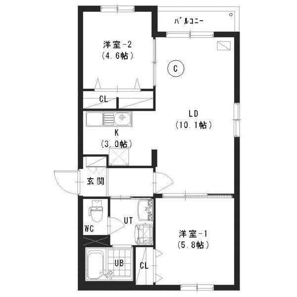 タカラヴェール発寒(2LDK/1階)の間取り写真