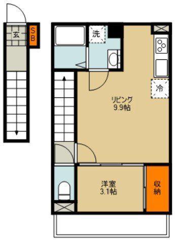 さいたま市大宮区宮町3丁目計画(1LDK/2階)の間取り写真