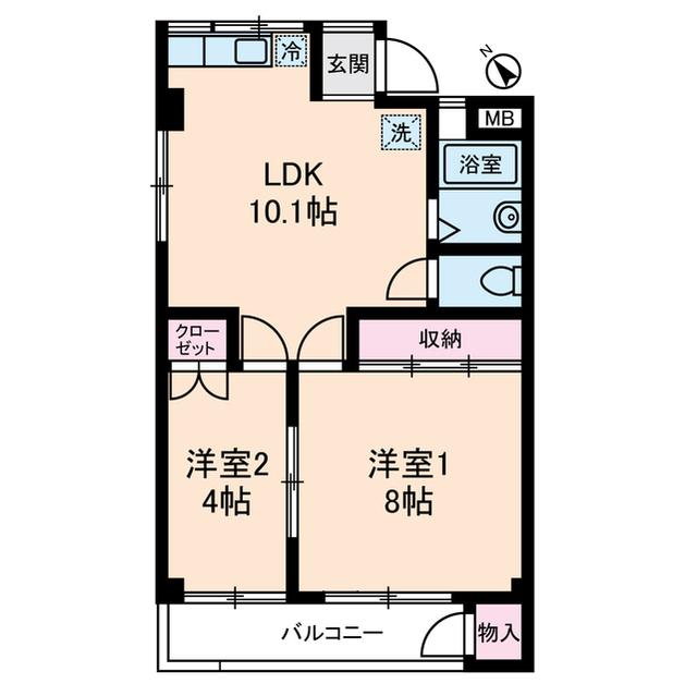 コーポ睦(2LDK/1階)の間取り写真
