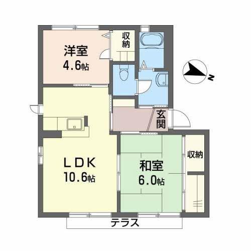 シャーメゾンさくら坂 F棟(2LDK/1階)の間取り写真