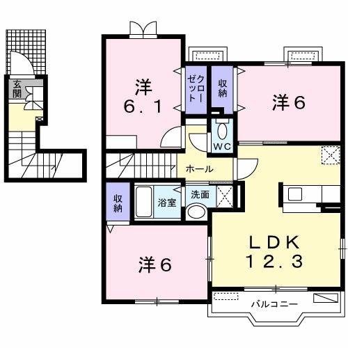 グランドソレーユIII(3LDK/2階)の間取り写真