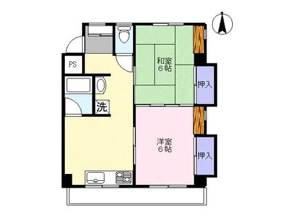 YKマンション(2K/3階)の間取り写真