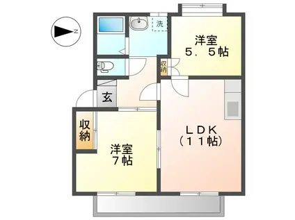 中山コーポⅠ(2LDK/2階)の間取り写真