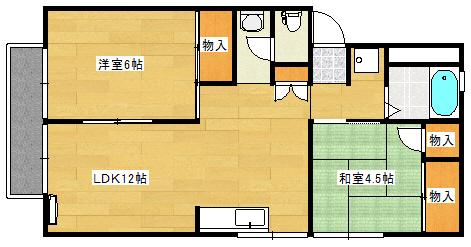 プレジール高広(2LDK/1階)の間取り写真
