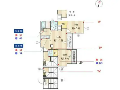 アリビオ板橋(2LDK/3階)の間取り写真