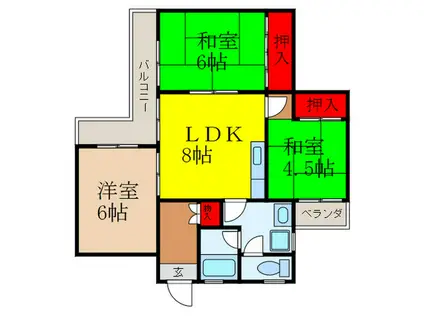 石澄川・ロイヤルハウス(3LDK/2階)の間取り写真