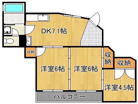 プリンセス霧ヶ丘II(3DK/3階)の間取り写真