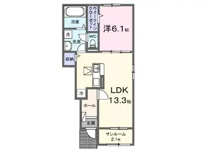 クレアールII A(1LDK/1階)の間取り写真