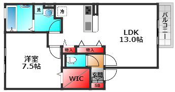 スフィア(1LDK/1階)の間取り写真