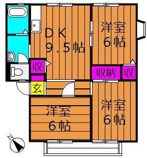 サンビレッジスカイバレー(3DK/1階)の間取り写真