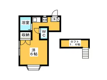 キャッスルスワン(ワンルーム/2階)の間取り写真