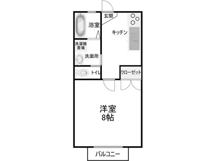 ドミールFUKAGAWAI(1K/2階)の間取り写真