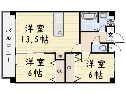 アクシオ足立(2LDK/1階)の間取り写真