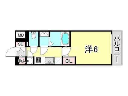 レジュールアッシュ神戸ハーバーランド(1K/4階)の間取り写真