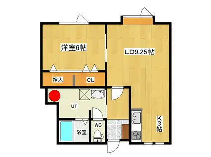 北進町 進和ハイツ5(1LDK/1階)の間取り写真