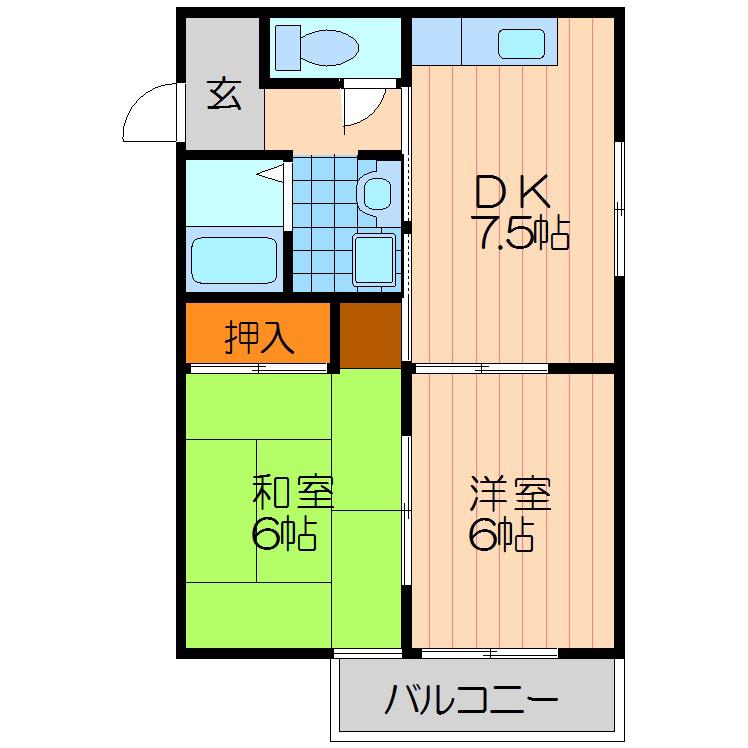三晃アスク大久保マンション(2DK/3階)の間取り写真