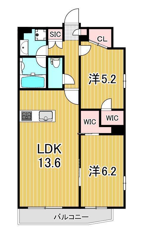 SOLAST SQUARE綾瀬(2LDK/7階)の間取り写真
