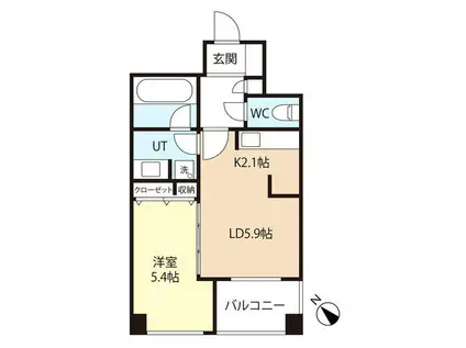 ラクレイス平尾ステーション(1LDK/15階)の間取り写真