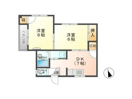 セントラルビル(2DK/2階)の間取り写真