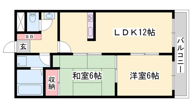 山田コーポ(2LDK/1階)の間取り写真
