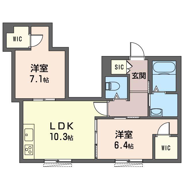 CHARME-ARAIYAKUSHI(2LDK/1階)の間取り写真