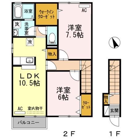 グレイススクエア新涯5A棟(2LDK/2階)の間取り写真