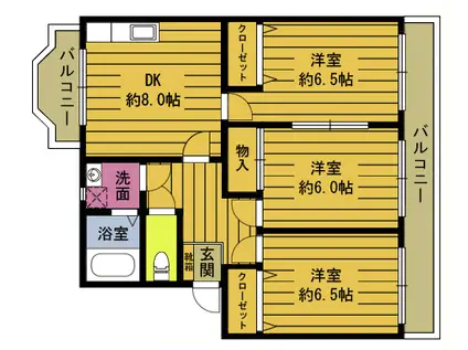 レジデンス片島II(3DK/4階)の間取り写真