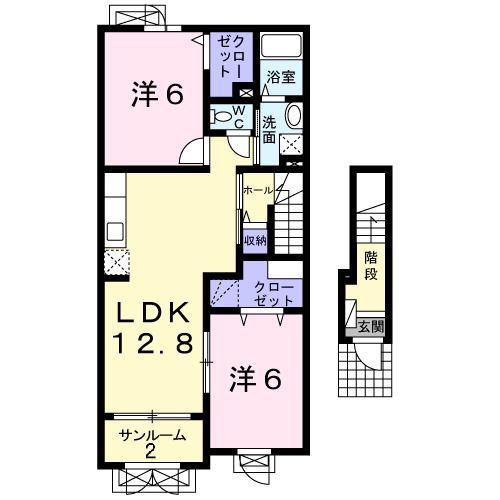 フェリーチェ(2LDK/2階)の間取り写真