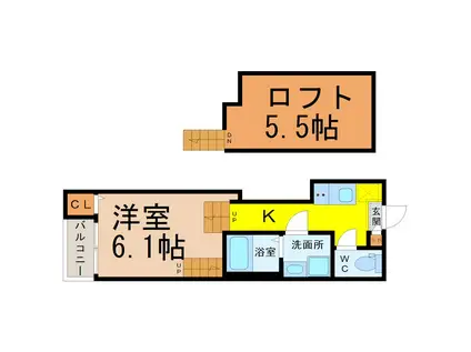 FELICE MALVA TAKABATAフェリーチェマルヴァタカバ(1K/2階)の間取り写真